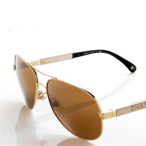 chanel gold sunglasses aviators